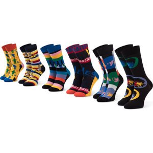 Sada 6 párů vysokých ponožek unisex Happy Socks XBEA10-0100 Černá