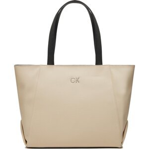 Kabelka Calvin Klein Jeans Re-Lock Seasonal Shopper_Canvas K60K611446 Dk Ecru PC4