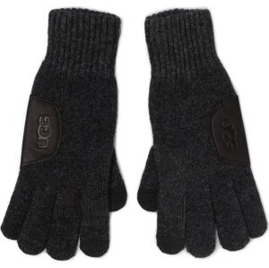 Pánské rukavice Ugg M Knit Glove W Ugg Lthr Patch 18720 Charcoal
