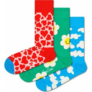Sada 3 párů vysokých ponožek unisex Happy Socks XFLO08-0200 Barevná