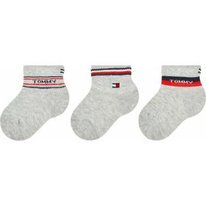 Sada 3 párů dětských nízkých ponožek Tommy Hilfiger 701222674 Grey Melange/Tommy Original 002