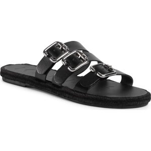 Espadrilky Manebi Leather Sandals S 2.1 Y0 Black W Triple Buckle