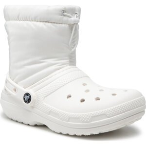 Polokozačky Crocs Classic Lined Neo Puff Boot 206630 White/White