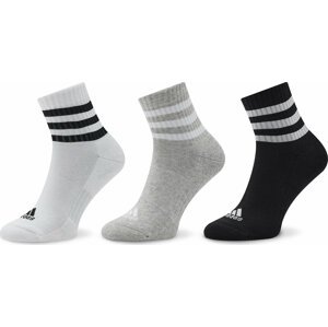 Sada 3 párů vysokých ponožek unisex adidas 3S C Spw Mid 3P IC1318 Medium Grey Heather/White/Black