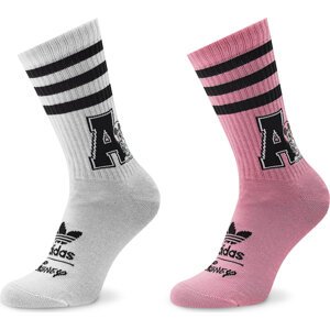 Sada 2 párů vysokých ponožek unisex adidas DISNEY Crew Socks HK0352 White/Bliss Pink