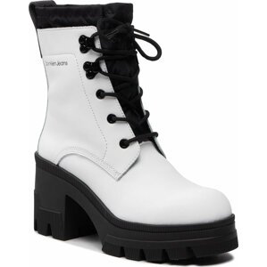 Polokozačky Calvin Klein Jeans Chunky Heeled Boot Laceup YW0YW00729 Bright White YAF