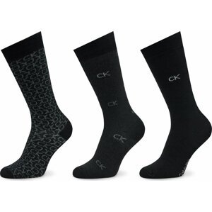 Sada 3 párů pánských vysokých ponožek Calvin Klein 701224107 Black 001
