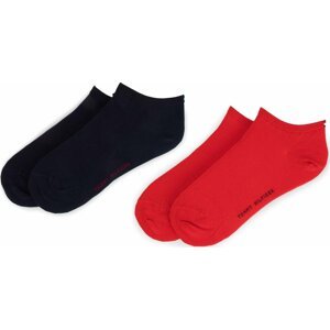 Sada 2 párů dámských nízkých ponožek Tommy Hilfiger 343024001 Red 684
