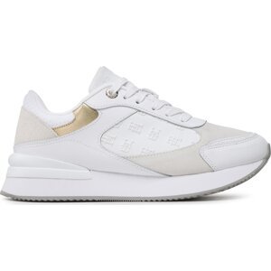 Sneakersy Tommy Hilfiger Elevated Embossed Runner Gold FW0FW07384 White YBS
