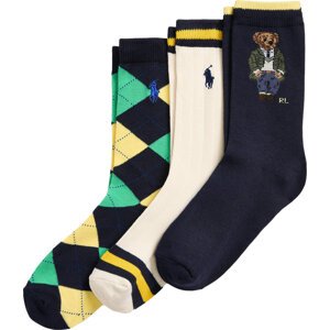 Sada 3 párů dětských vysokých ponožek Polo Ralph Lauren 444945125001 Grey 020