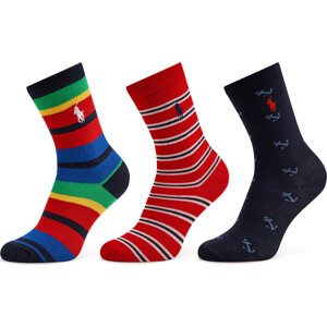 Sada 3 párů dětských vysokých ponožek Polo Ralph Lauren 443945122001 Grey 020