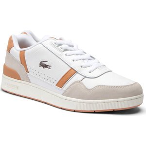 Sneakersy Lacoste T-Clip Contrasted Accent 747SMA0066 Wht/Lt Brw 2J8