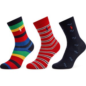 Sada 3 párů dětských vysokých ponožek Polo Ralph Lauren 444945127001 Grey 020