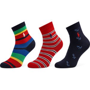 Sada 3 párů dětských vysokých ponožek Polo Ralph Lauren 442945133001 Grey 020