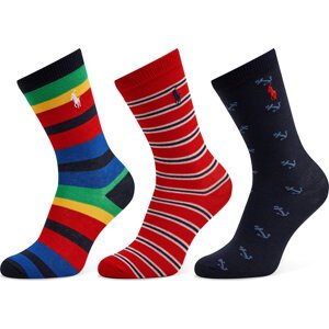 Sada 3 párů dětských vysokých ponožek Polo Ralph Lauren 444945128001 Grey 020