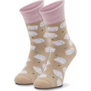 Klasické ponožky Unisex Zooksy Warm Winter Marshmallows Béžová
