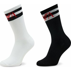 Sada 2 párů pánských vysokých ponožek Emporio Armani 303122 3R300 00911 Bianco/Nero