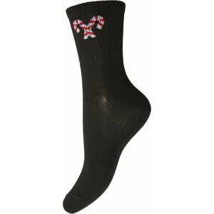 Dámské klasické ponožky Pieces Ally Christmas 17132837 Black/Sugar Cane
