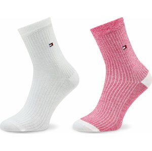 Sada 2 párů dámských vysokých ponožek Tommy Hilfiger 701222646 Light Pink 039