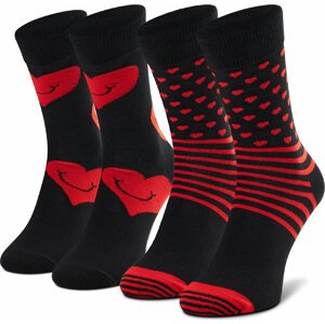 Sada 2 párů vysokých ponožek unisex Happy Socks XVAL02-9300 Černá