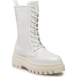 Turistická obuv Calvin Klein Jeans Flatform LAceup Boot Patent YW0YW00852 White YBR