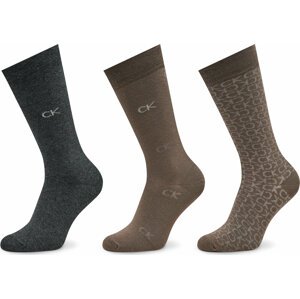Sada 3 párů pánských vysokých ponožek Calvin Klein 701224107 Grey Combo 002