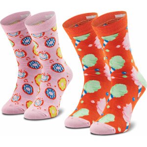 Sada 2 párů dětských vysokých ponožek Happy Socks KCOC02-2900 Oranžová