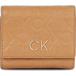 Dámská peněženka Calvin Klein Re-Lock Trifold Xs Emb K60K611321 Brown Sugar GA5