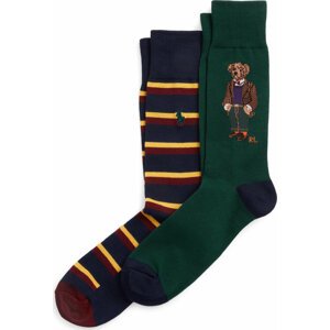 Sada 2 párů pánských vysokých ponožek Polo Ralph Lauren 449928418002 2Pk Green/Purple Aob