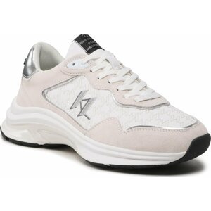 Sneakersy KARL LAGERFELD KL53165 White Lthr/Textile W/Silver