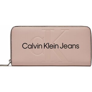 Velká dámská peněženka Calvin Klein Jeans Sculpted Mono Zip Around Mono K60K607634 Pale Conch TFT