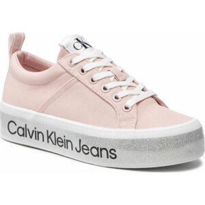 Sneakersy Calvin Klein Jeans Flatform Vulcanized 3 YW0YW00491 Pale Conch Shell TFT