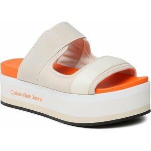Nazouváky Calvin Klein Jeans Flatform Sandal Webb YW0YW01074 Eggshell/Shocking Orange ACF