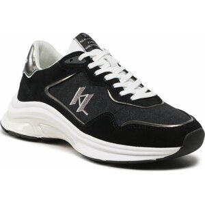 Sneakersy KARL LAGERFELD KL53165 Black Lthr/Textile W/Silver